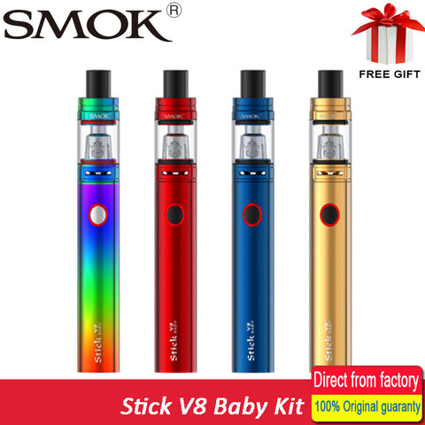 SMOK Stick V8 Baby Kit Vape Pen Electronic Cigarette EGO AIO Vaporizer E Cigarette Hookah TFV8 Baby Tank 0.25ohm/0.15 Dual Coils